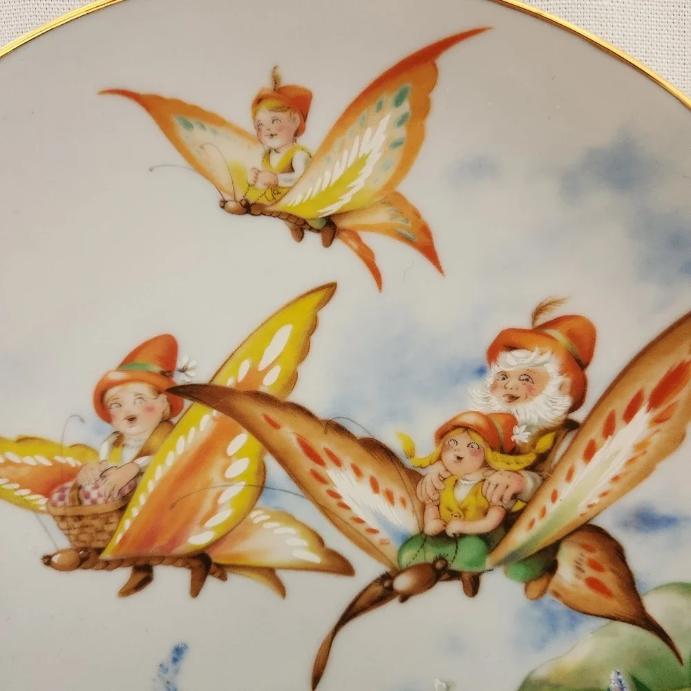 Fantasy Fairy Collector Plate Woodmere Off to the Picnic Seima Little People Vtg